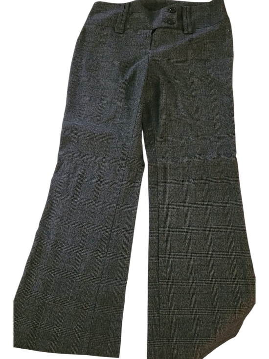 Pants - Wide-Leg Plaid Dress Pants - Gray